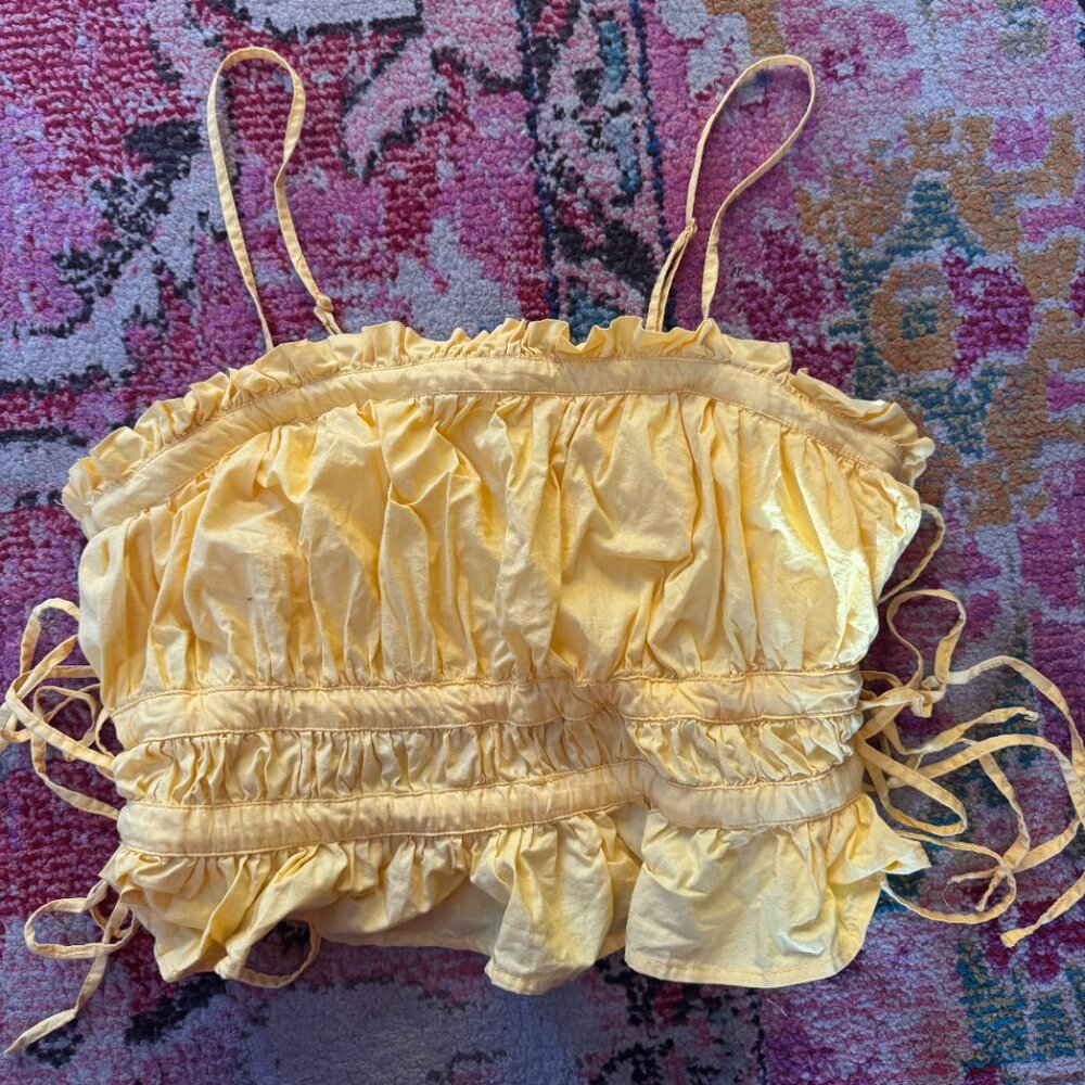 Free People Gabby Tube Top Yellow Tie Elastic Size Medium